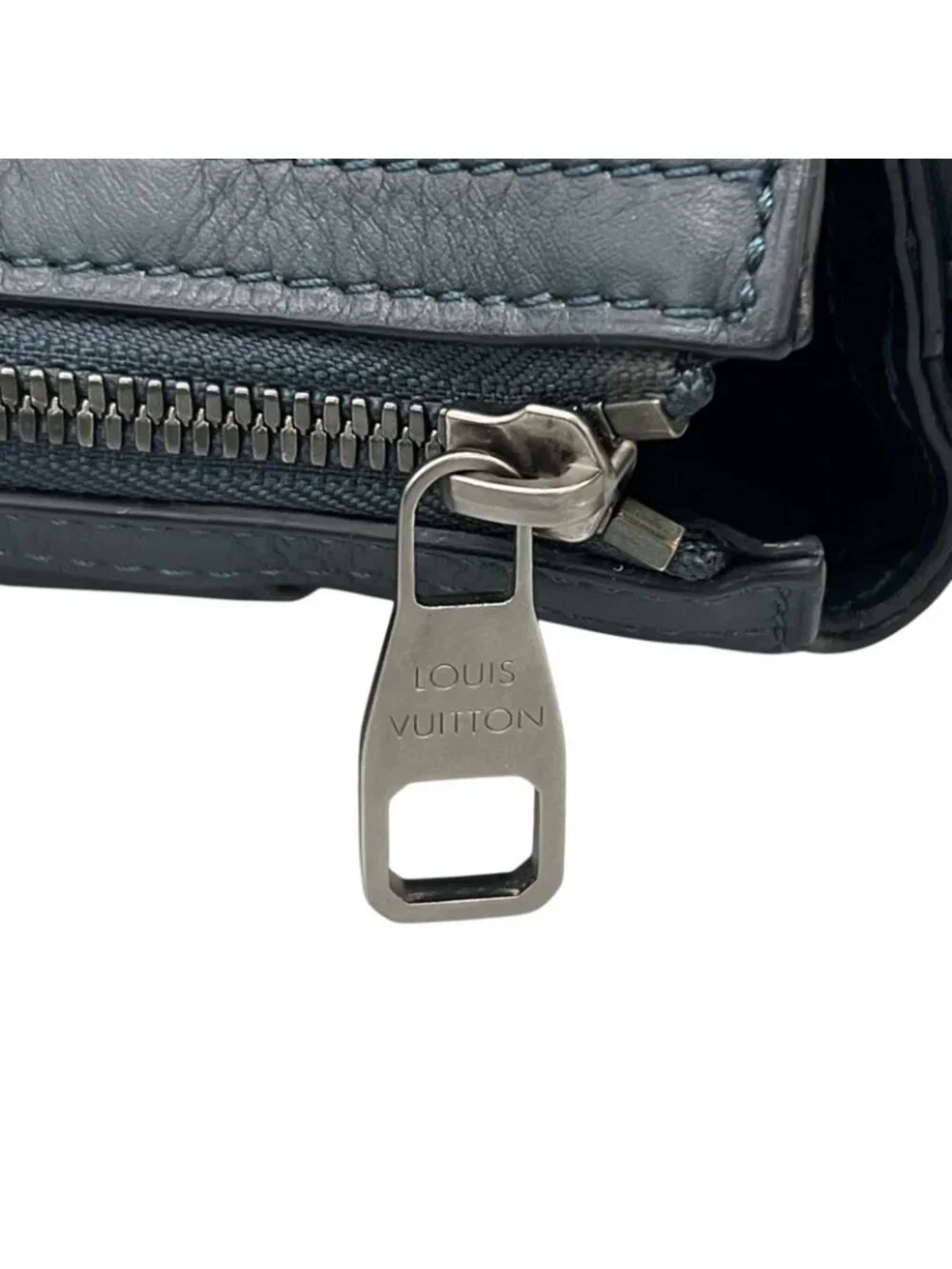 Louis Vuitton Duplex Damier Infini Leather Blue Shoulder Bag Silver
